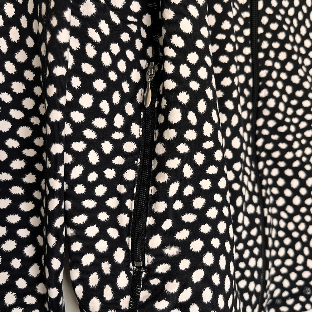 Christine Alexander Black & White Swirling Dot Pebble Print Zip Jacket Size XL - Picture 4 of 13